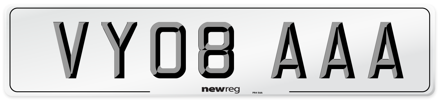 VY08 AAA Number Plate from New Reg